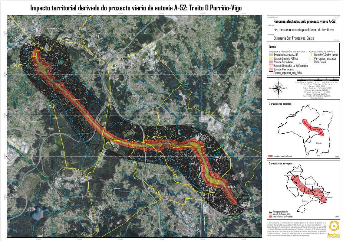 Visor de mapas de afectación da ampliación da autovía A52